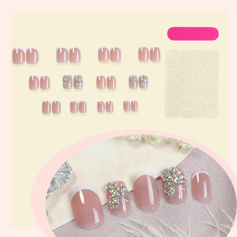 Decorative Press-On Nail Set with Butterfly and Gem Accents Stornfield