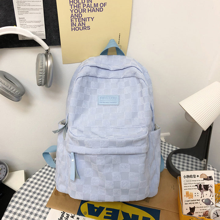 Checkered Textured School Backpack Stornfield