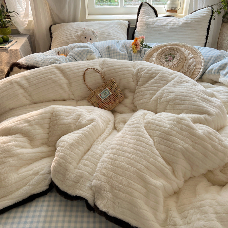 Plush Faux Fur Reversible Comforter Set