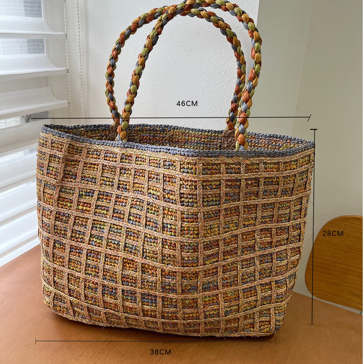 Handcrafted knitted bag with floral design Stornfield