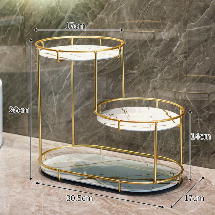 Elegant 2-tier storage basket made of marble Stornfield