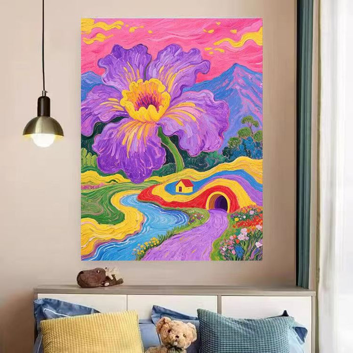 Vibrant Floral Landscape Canvas Art Print Stornfield