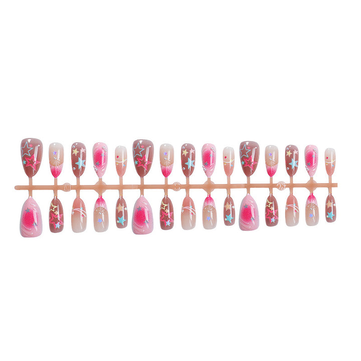 Artistic Star Pattern Press-On Nail Set