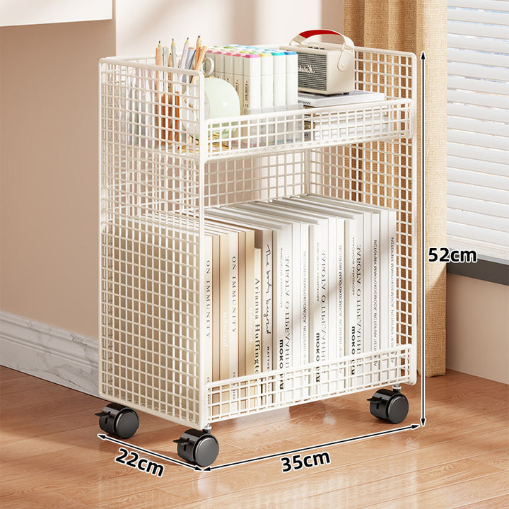 Vertical Grid-Mesh Double-Layer Desktop Book and Stationery Organizer