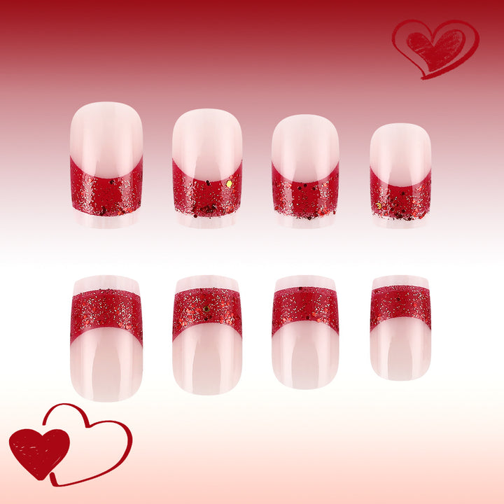 Romantic Glittery Press-On Nail Art Set Stornfield
