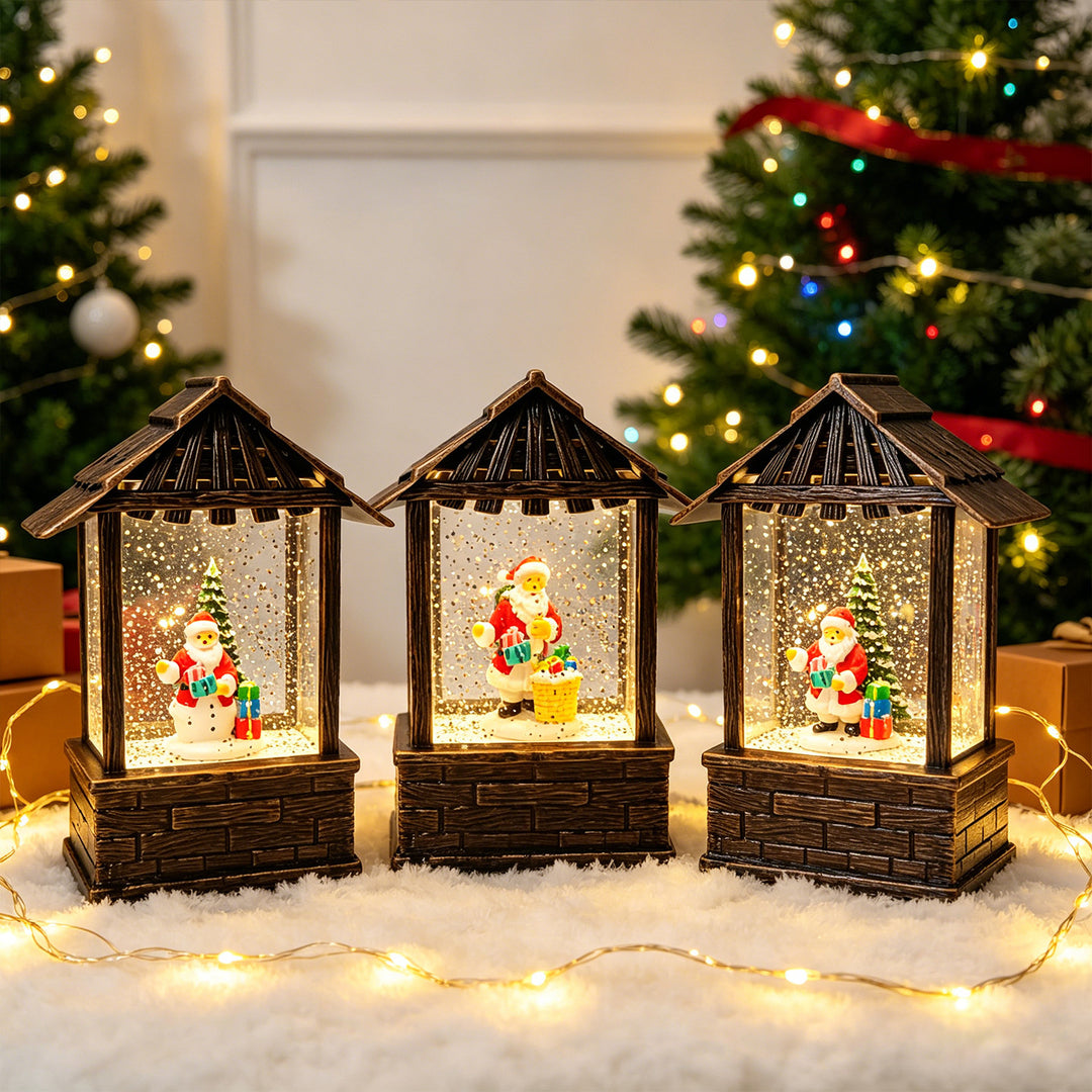 Christmas lantern with snow globe and LED lighting Stornfield