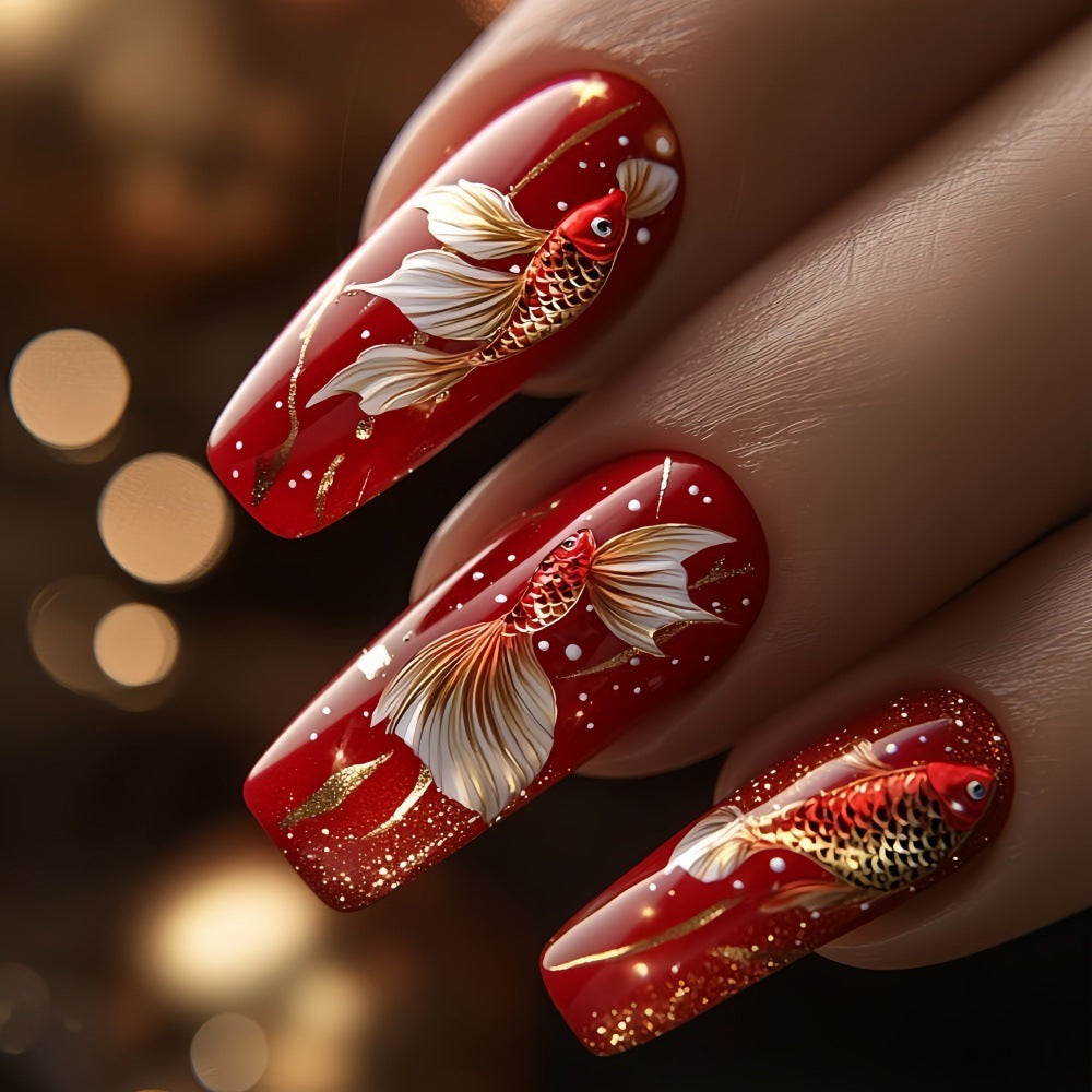 Artificial nail tips with floral accents Stornfield
