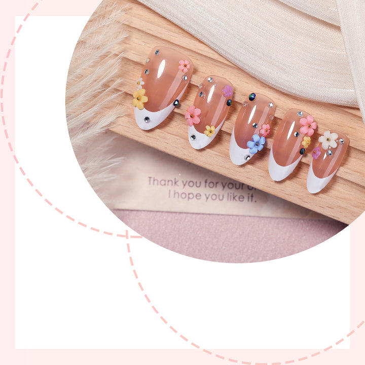 Decorative Press-On Nail Set with Floral Embellishments Stornfield
