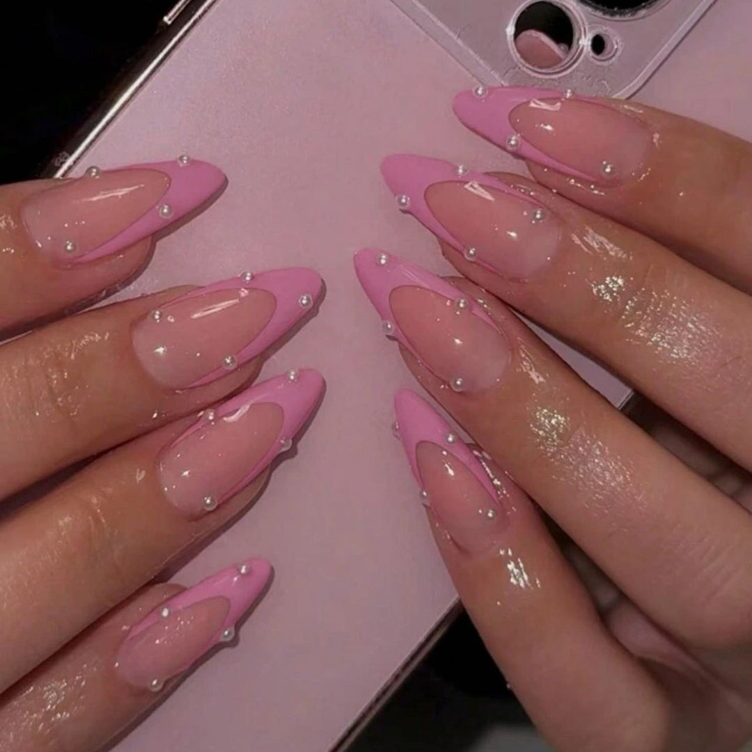 Acrylic nail set with glamorous 3D decorations and elegant design Stornfield