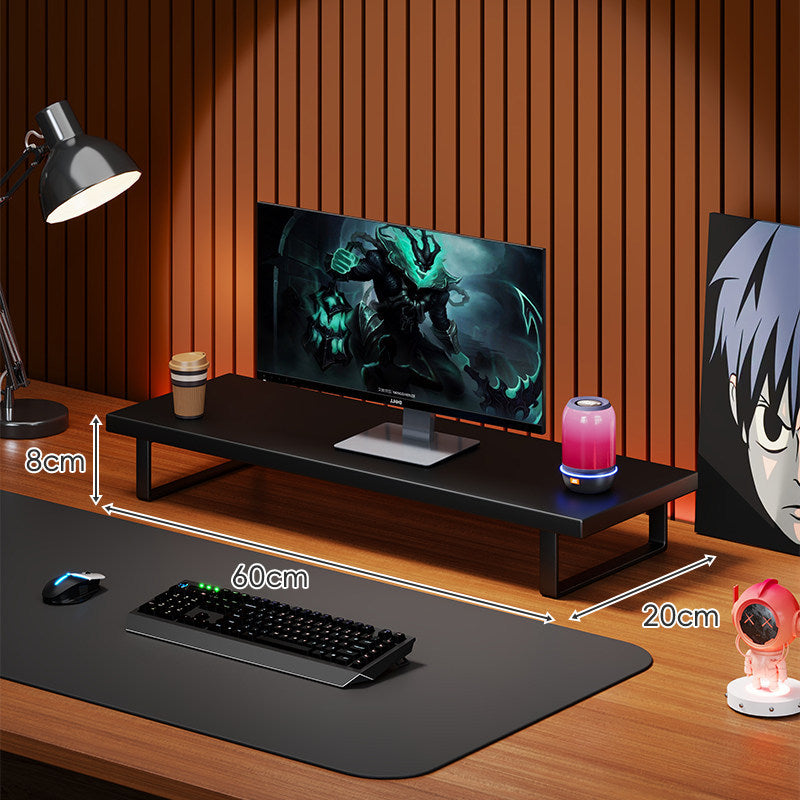 Wooden Monitor Riser Stand with Metal Frame and Cable Management