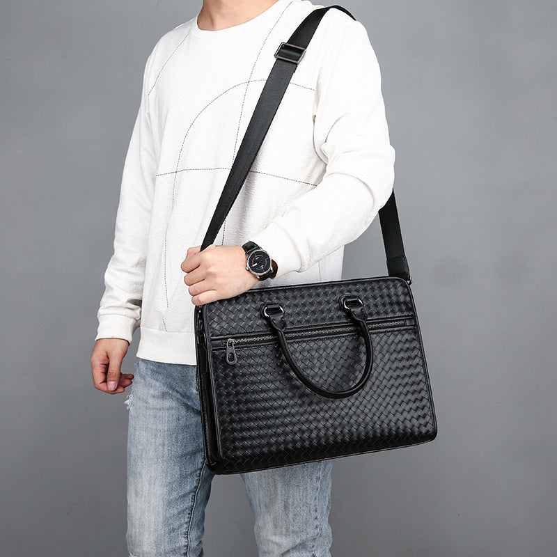 Elegant Briefcase Made of Woven Synthetic Leather Stornfield
