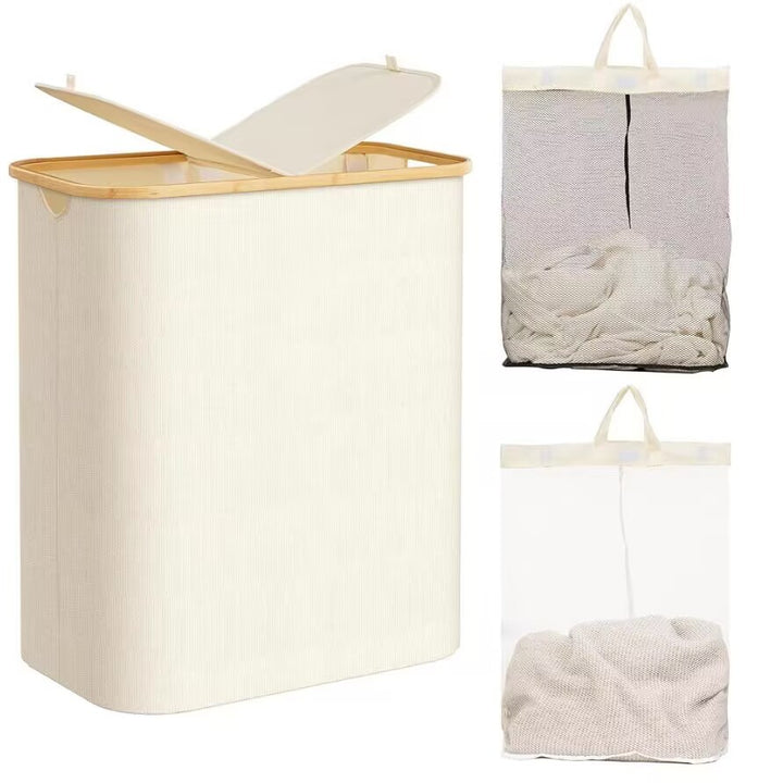 Robust laundry container with practical lid and inner pocket Stornfield