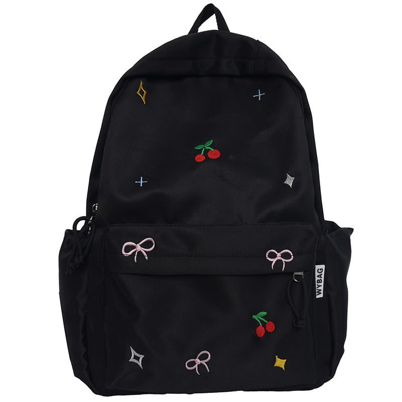 Cute Illustrated Cherry-Embellished Backpack Stornfield