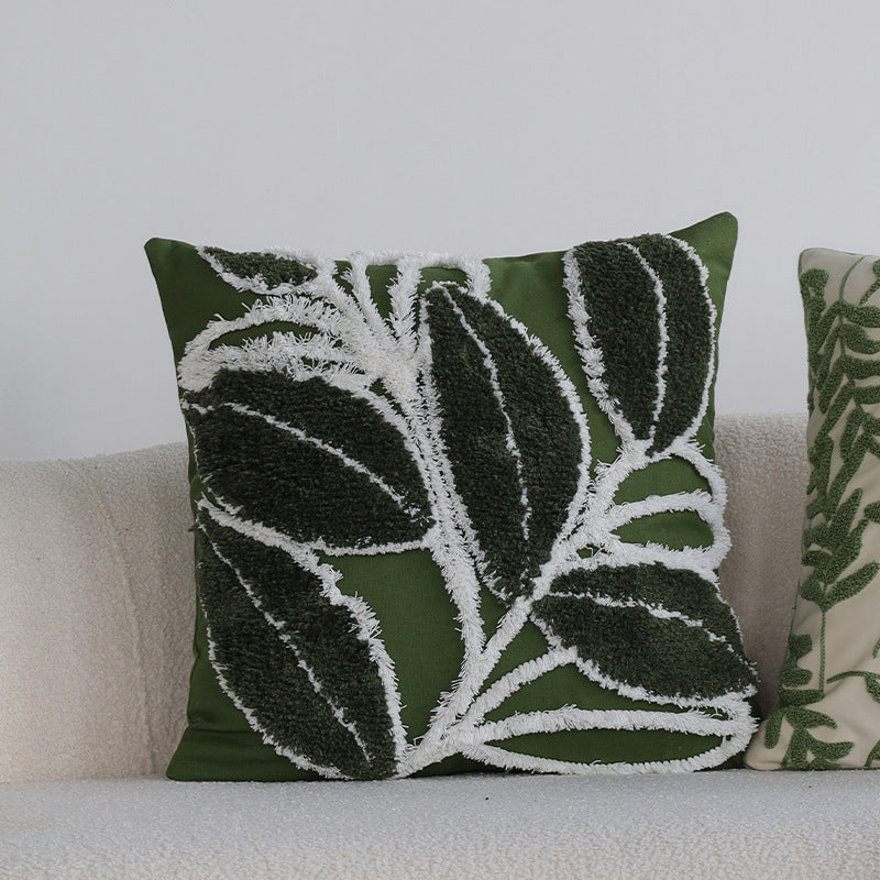 Decorative cushion made of cotton-linen with floral chenille tufting and concealed zipper Stornfield