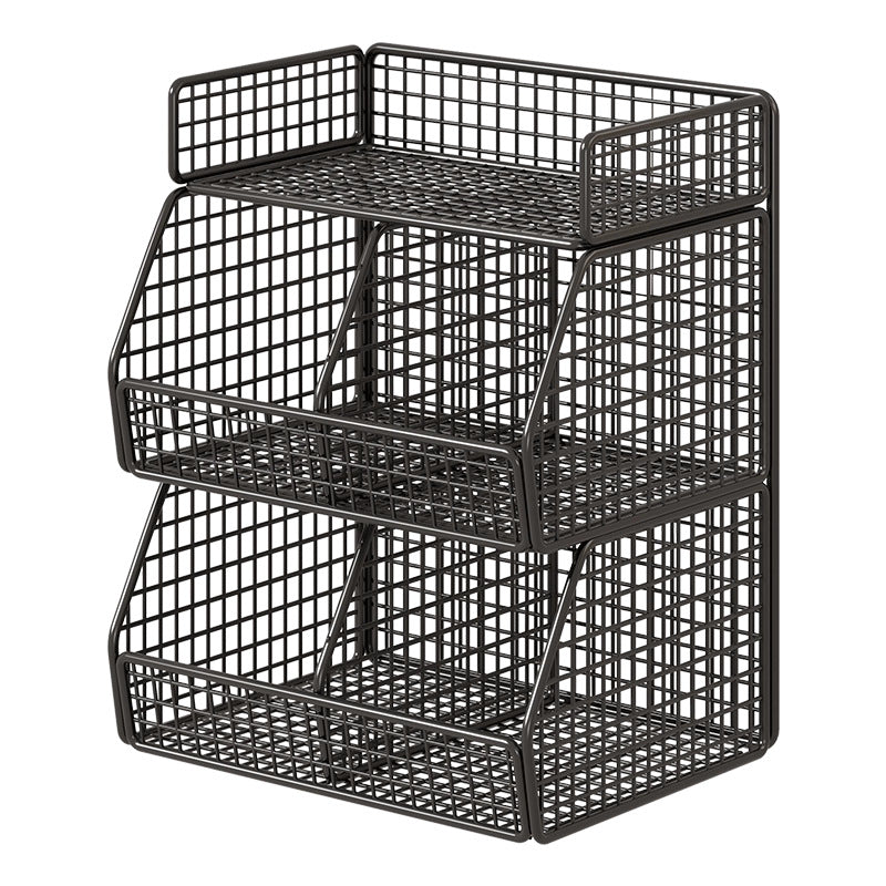 Stackable Two-Basket and Top Shelf Wire Countertop Pantry Organizer