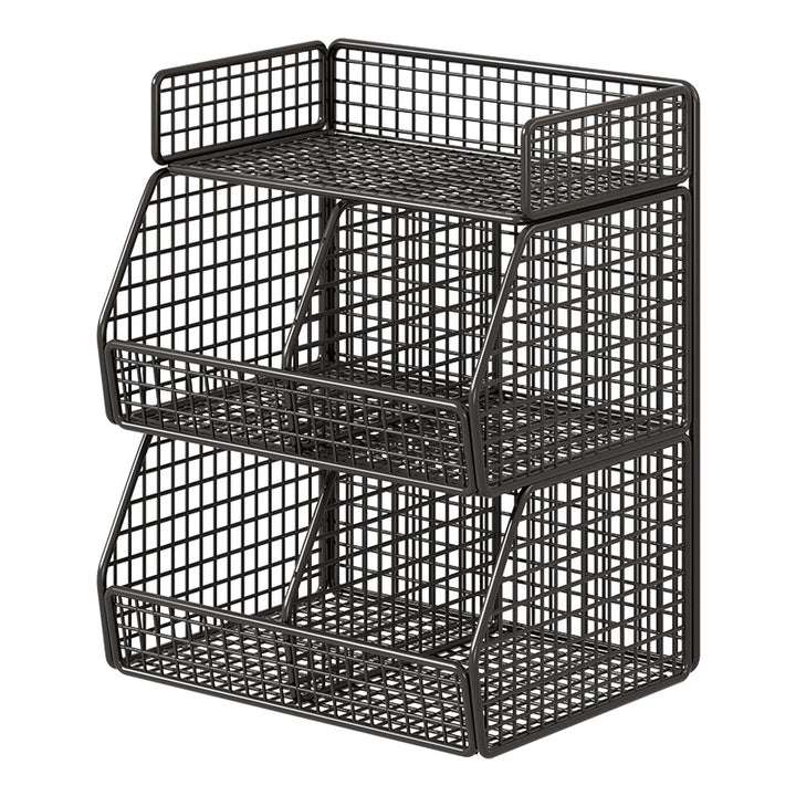 Stackable Two-Basket and Top Shelf Wire Countertop Pantry Organizer