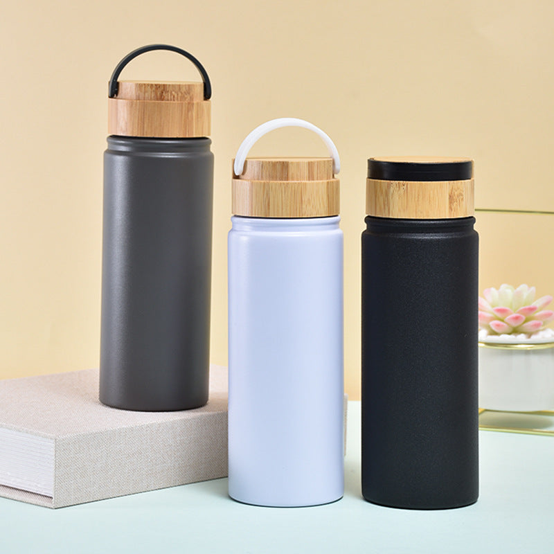 Ladies stylish and versatile stainless steel drinking bottle with bamboo lid Stornfield