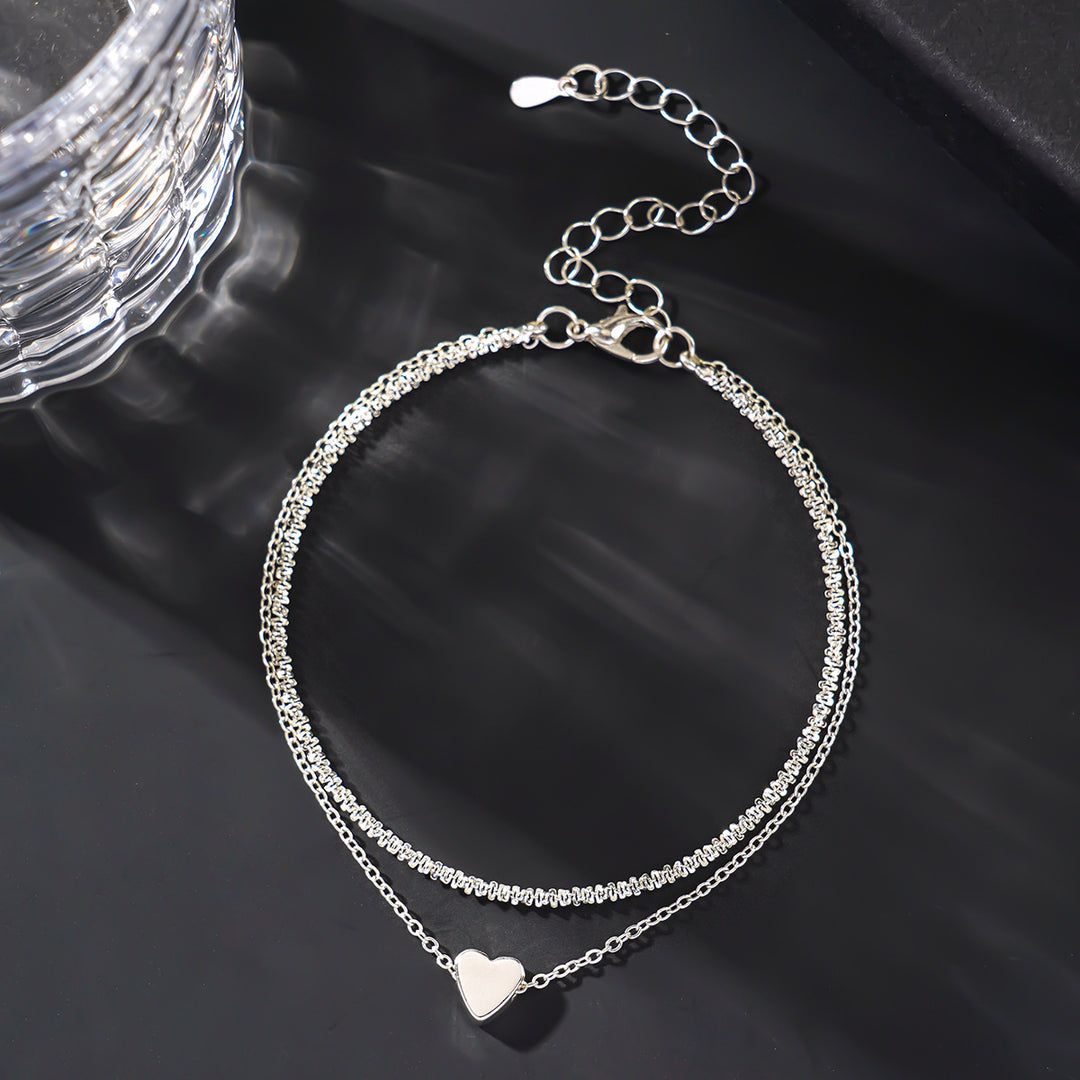 Two-Tone Heart Charm Anklet Stornfield