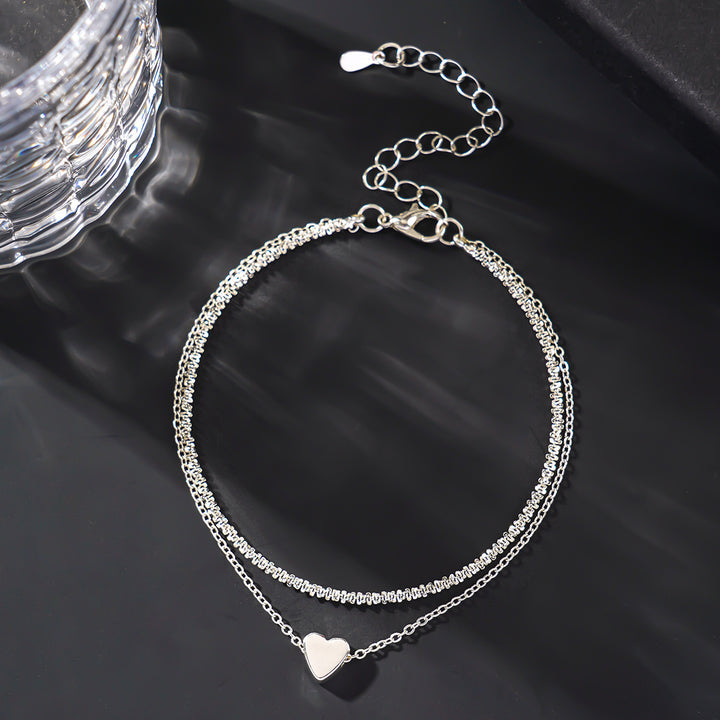 Two-Tone Heart Charm Anklet Stornfield