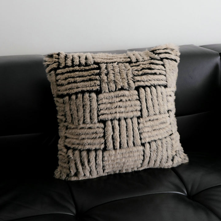 Chic Textured Fur Accent Pillow for Home Decor