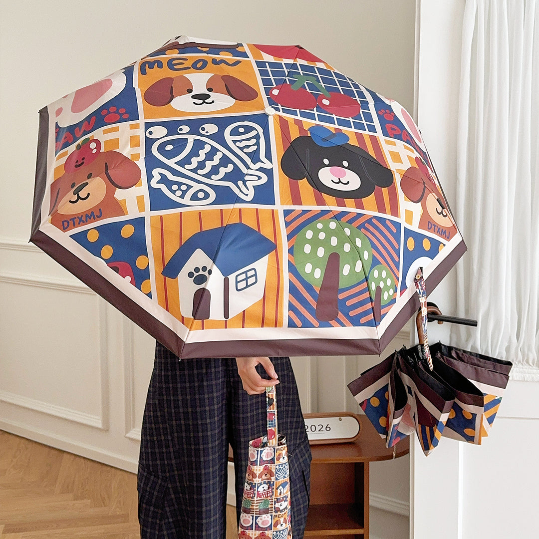 Ladies Foldable Umbrella with Playful Animal Designs Stornfield