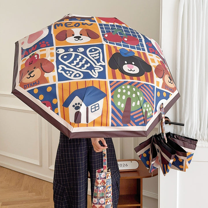 Ladies Foldable Umbrella with Playful Animal Designs Stornfield