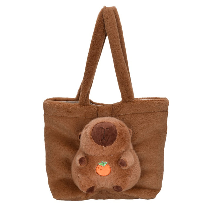 Plush Tote Bag with Large Interior Compartment and Cute Animal Design Stornfield