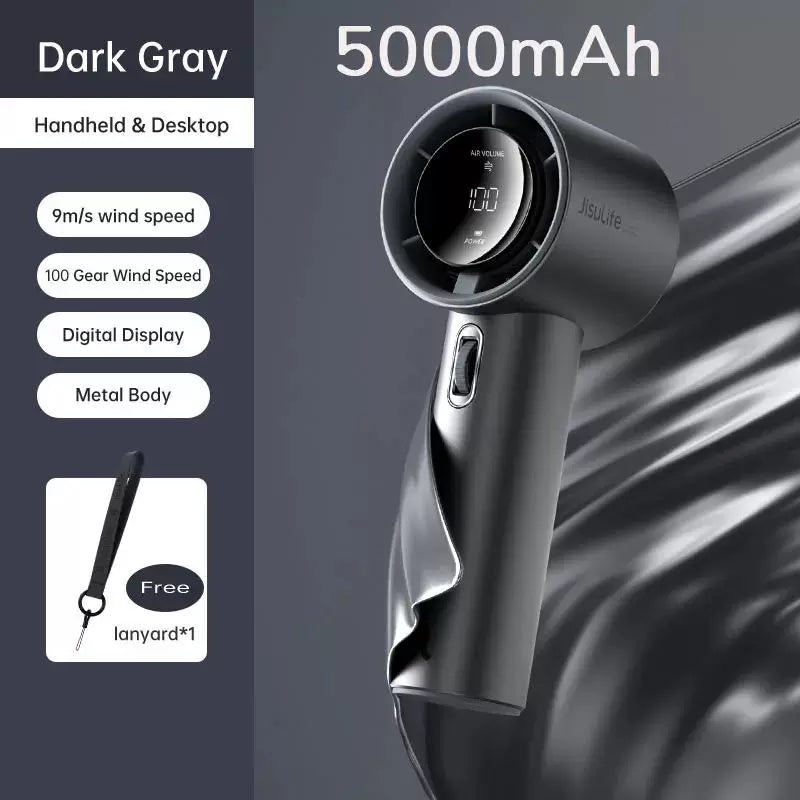 Unisex one-size rechargeable wireless portable hair dryer with digital display, multiple speed wind control and travel lanyard Stornfield