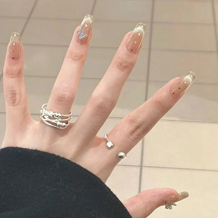 Premium Press-On Nail Set with Iridescent Accents Stornfield