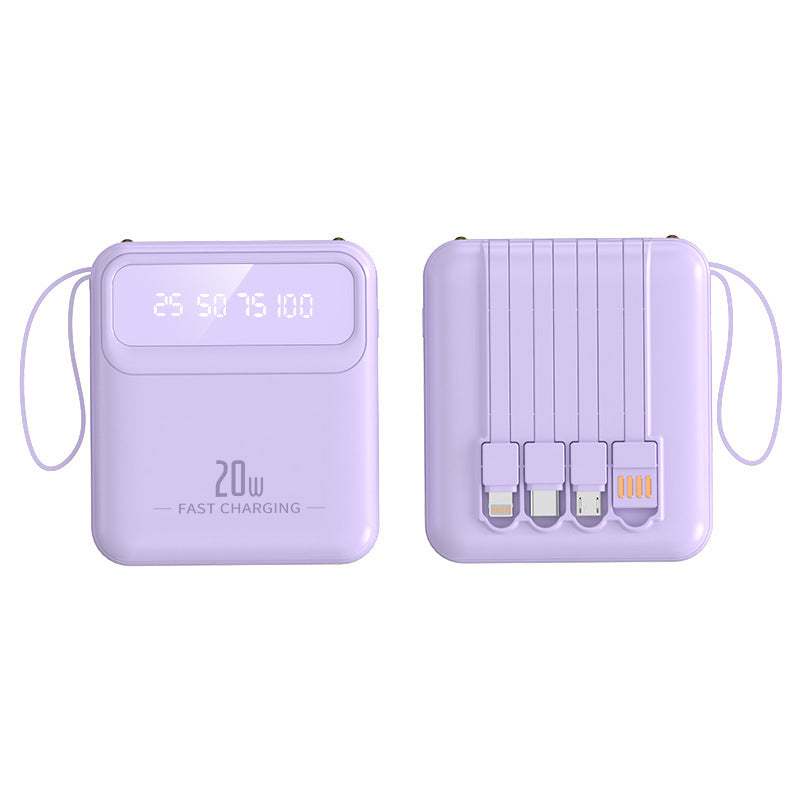 Portable power bank with integrated charging cables and digital capacity display Stornfield