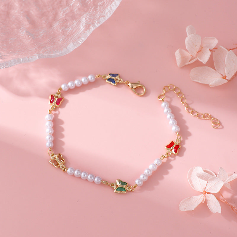 Pearl and Colorful Evil Eye Bracelet Stornfield