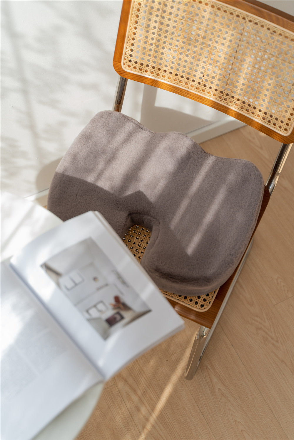 Ergonomic Memory Foam Coccyx Support Seat Cushion with Plush Removable Cover