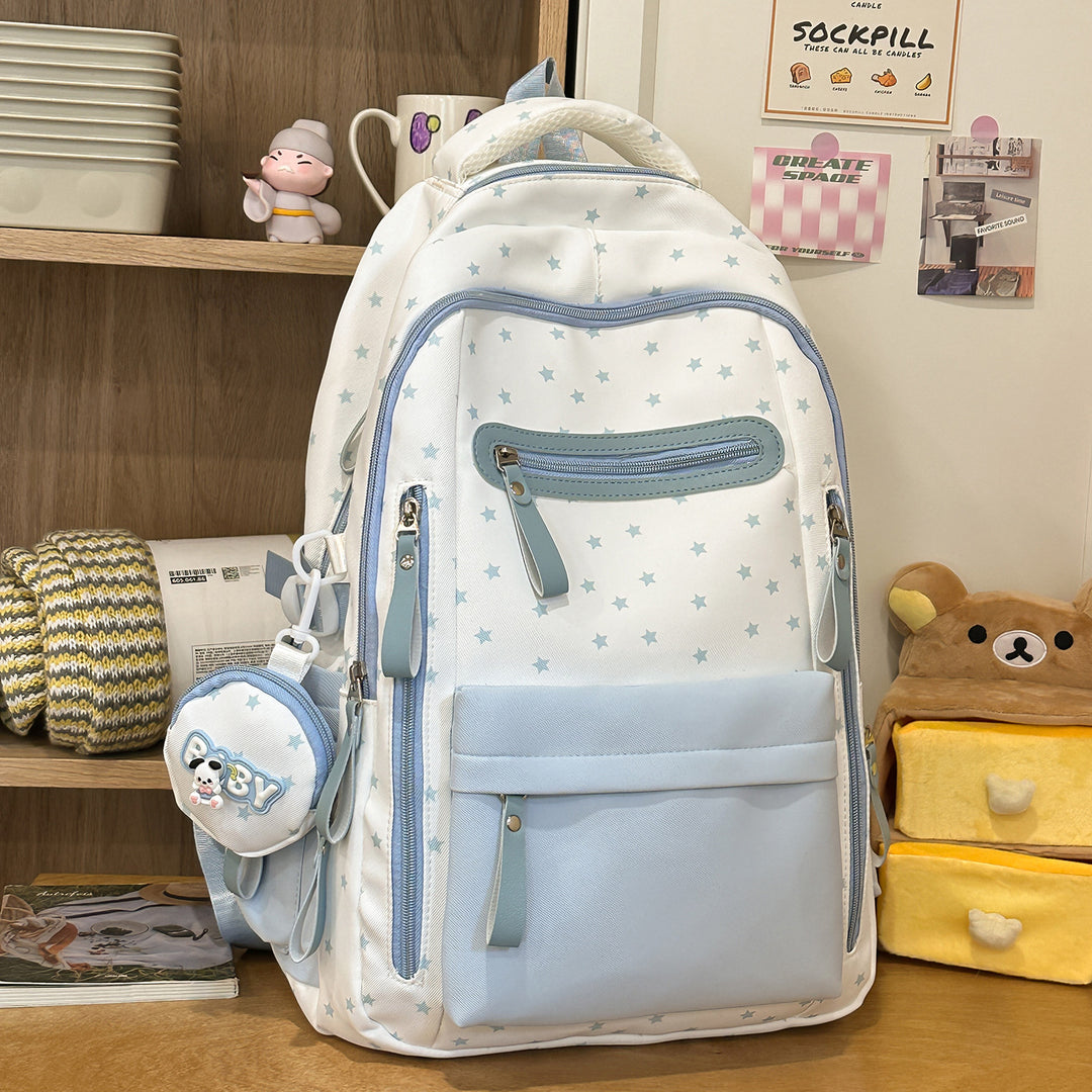 Backpack with Charming Star Applications and Practical Compartments Stornfield
