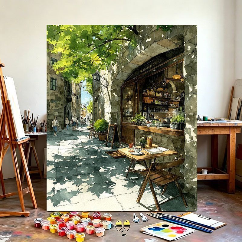Urban Café Scene Canvas Art Print Stornfield
