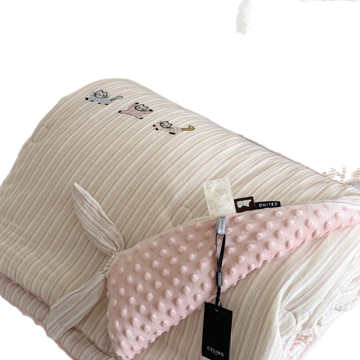 Quilted Toddler Nap Mat and Pillow Set with Minky Dot Backing and Koala Embroidery