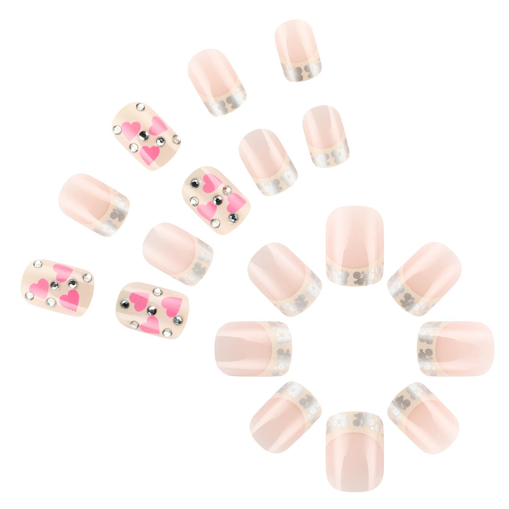 Heart-Embellished Press-On Nail Art Stornfield