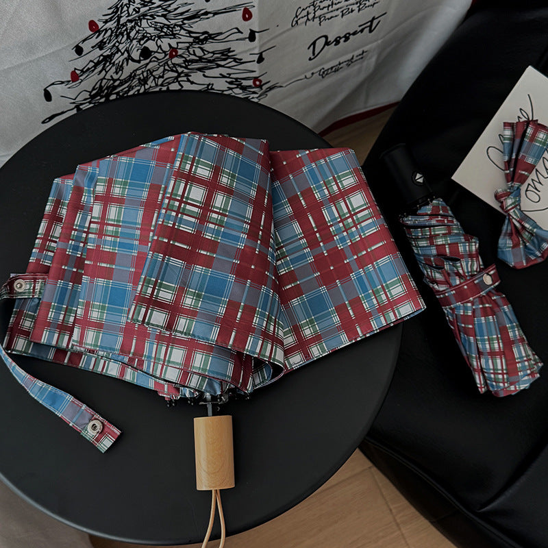 Women's Folding Umbrella in Modern Check Pattern Stornfield