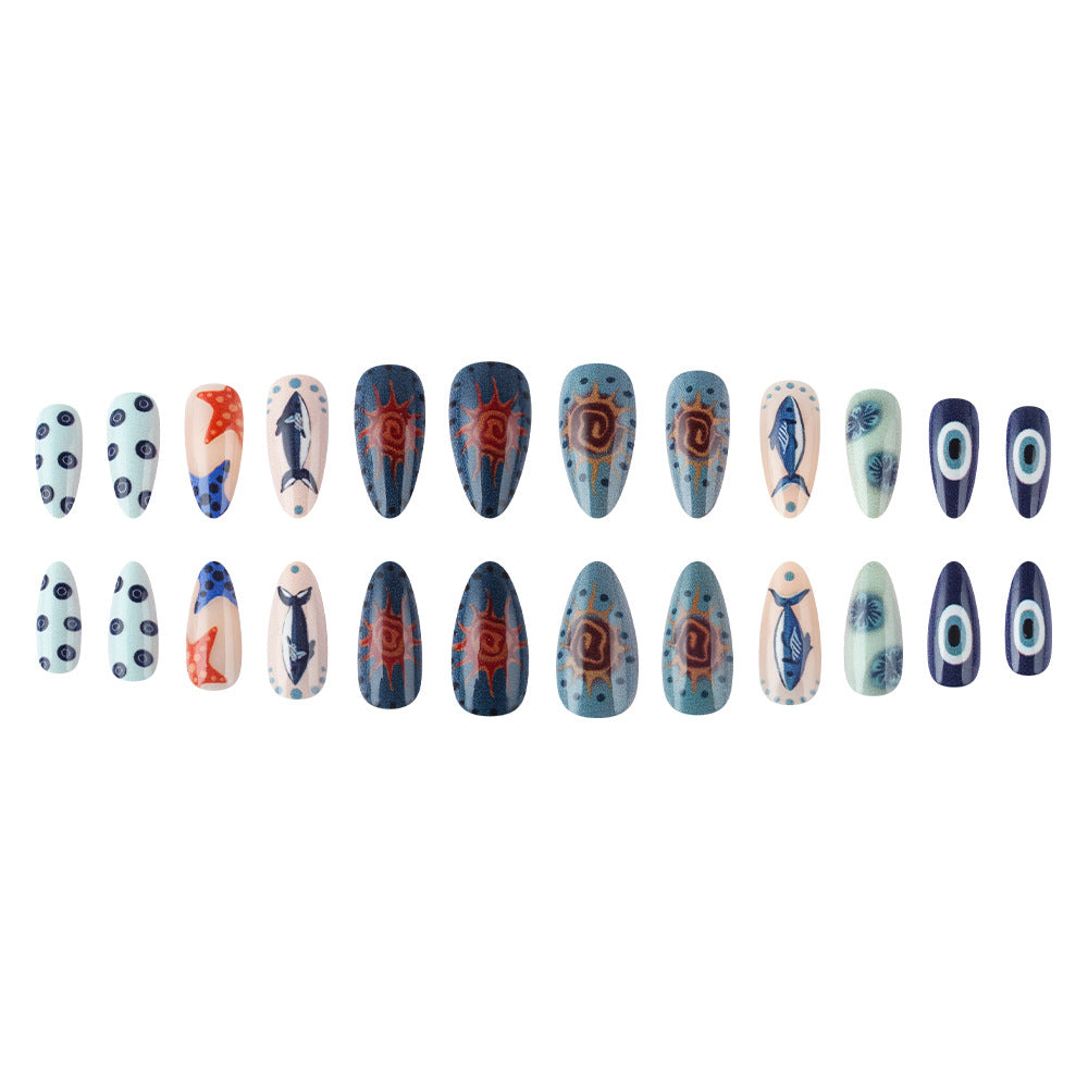 Ocean-Inspired Artistic Press-On Nails Stornfield