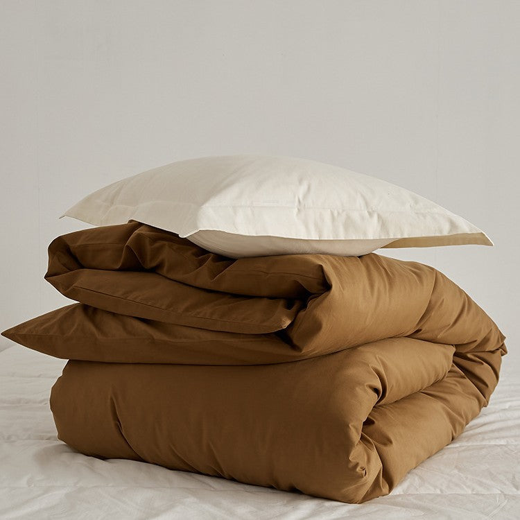 Premium Cotton-Sateen Reversible Duvet Cover and Envelope Pillowcase Set