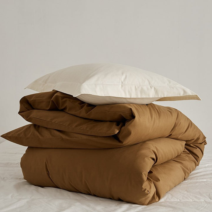 Premium Cotton-Sateen Reversible Duvet Cover and Envelope Pillowcase Set