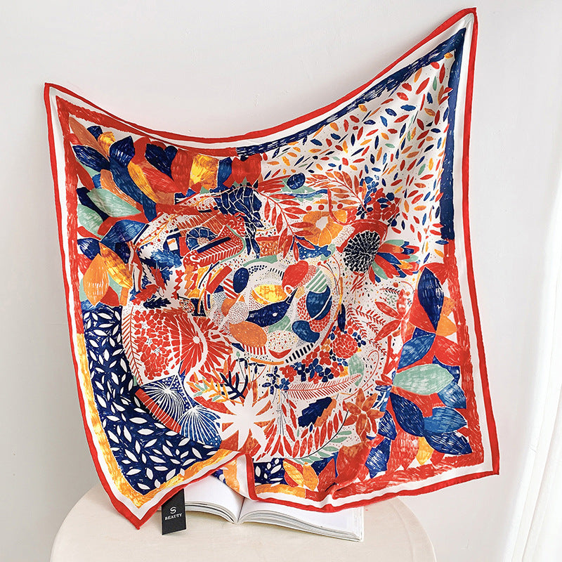 Women's silk scarf in elegant botanical design Stornfield