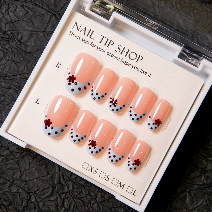Decorative Press-On Nail Tips with Floral Designs