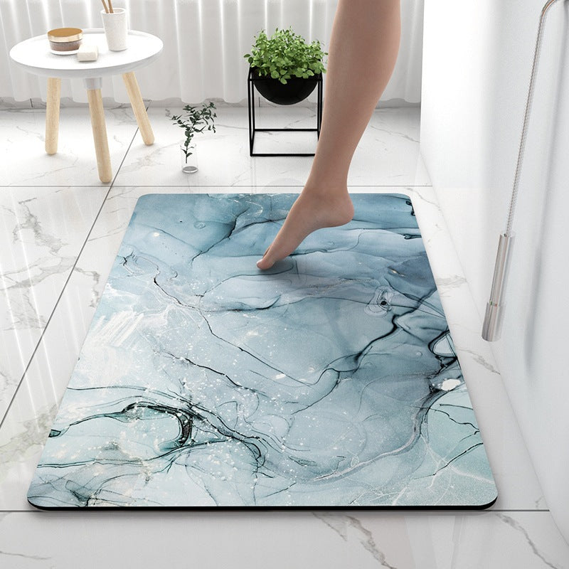 Artistic Marble Print Bath Mat
