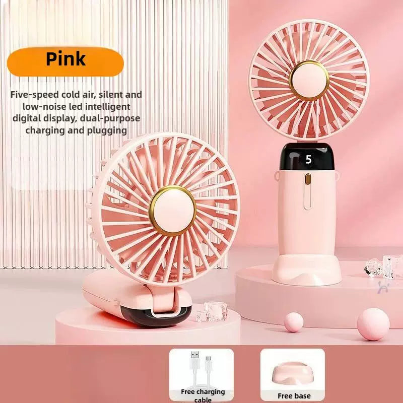 Unisex One Size Foldable Rechargeable Hand Fan with More Speed LED Display Removable Charging Base Stornfield