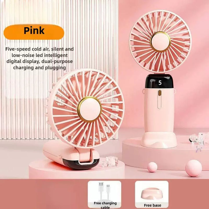 Unisex One Size Foldable Rechargeable Hand Fan with More Speed LED Display Removable Charging Base Stornfield