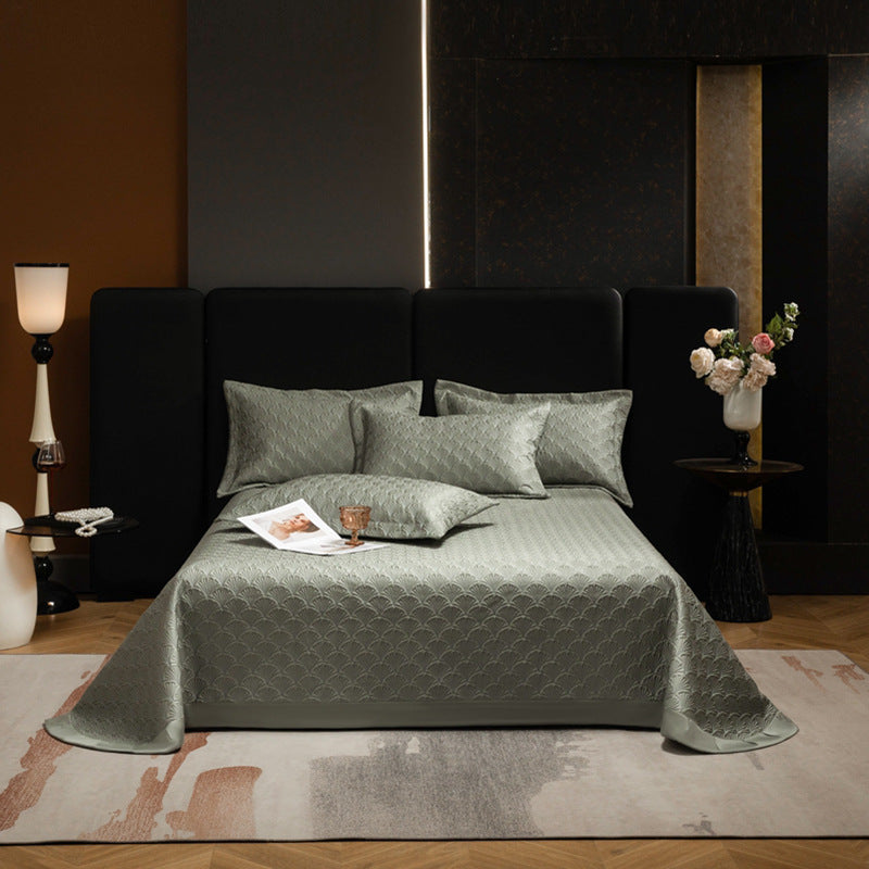 Quilted Jacquard Satin-Feel Bedspread Set with Matching Pillow Shams