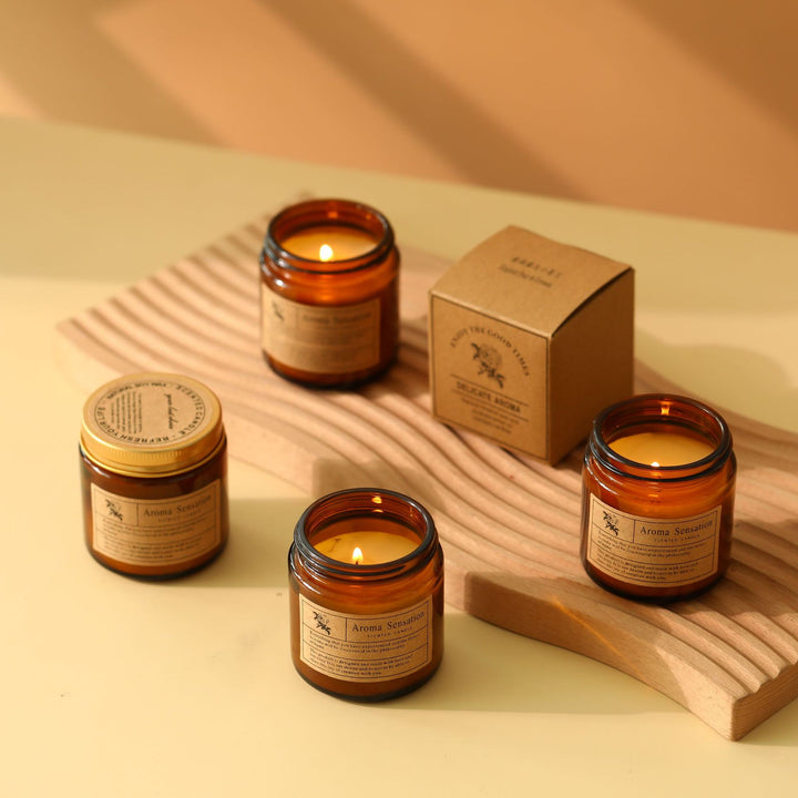 Scented Natural Soy Glass Jar Candle with Kraft Gift Box