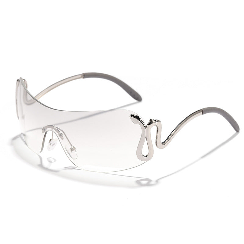 Women's fashionable futuristic sunglasses with curved frame Stornfield