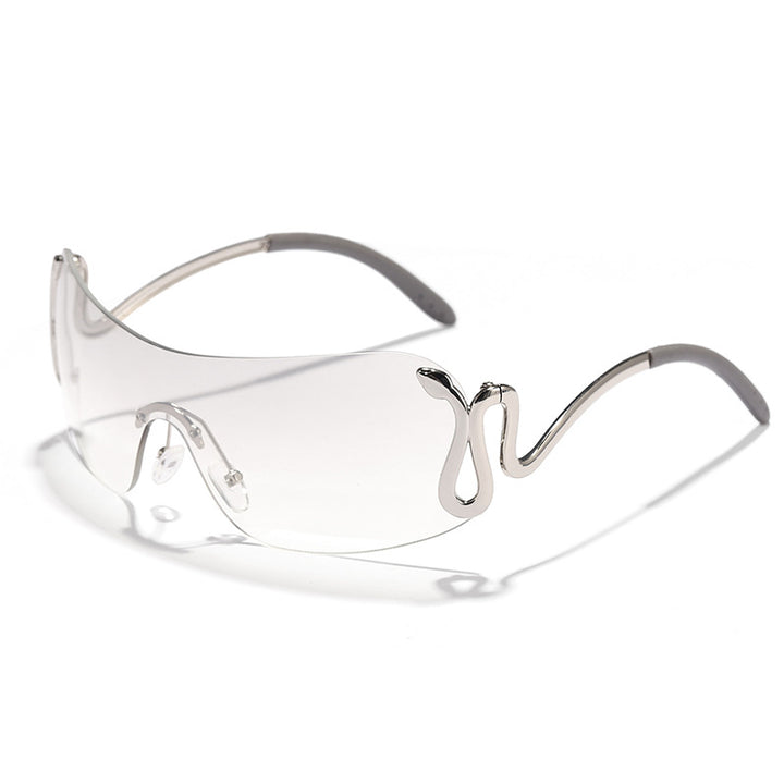 Women's fashionable futuristic sunglasses with curved frame Stornfield