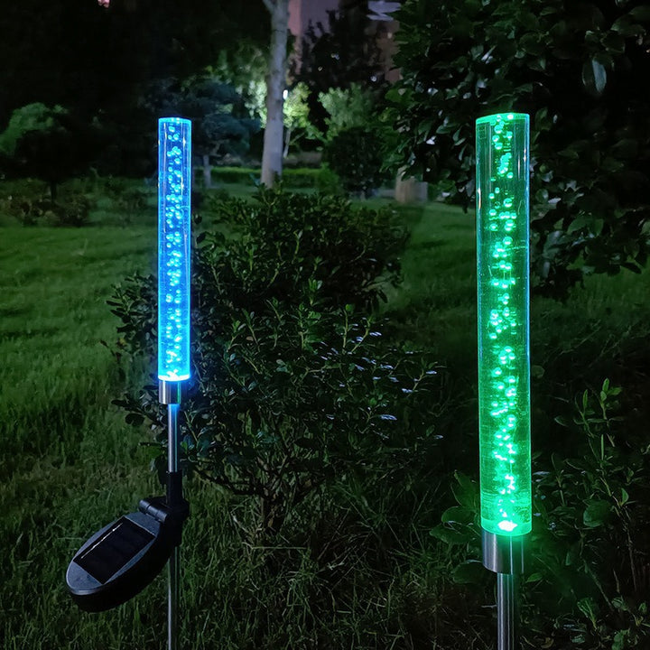 RGB Bubbling Acrylic Garden Stake With Adjustable Stainless Steel Spike And Dusk-To-Dawn Sensor Stornfield